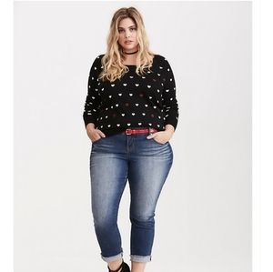 Plus size Heart Print Instarsia Sweater